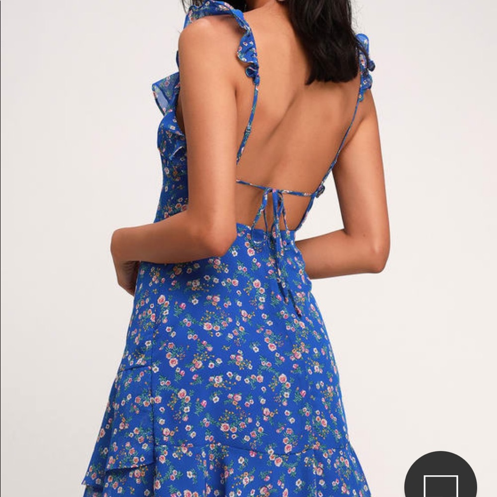 Lulus blue backless floral sundress